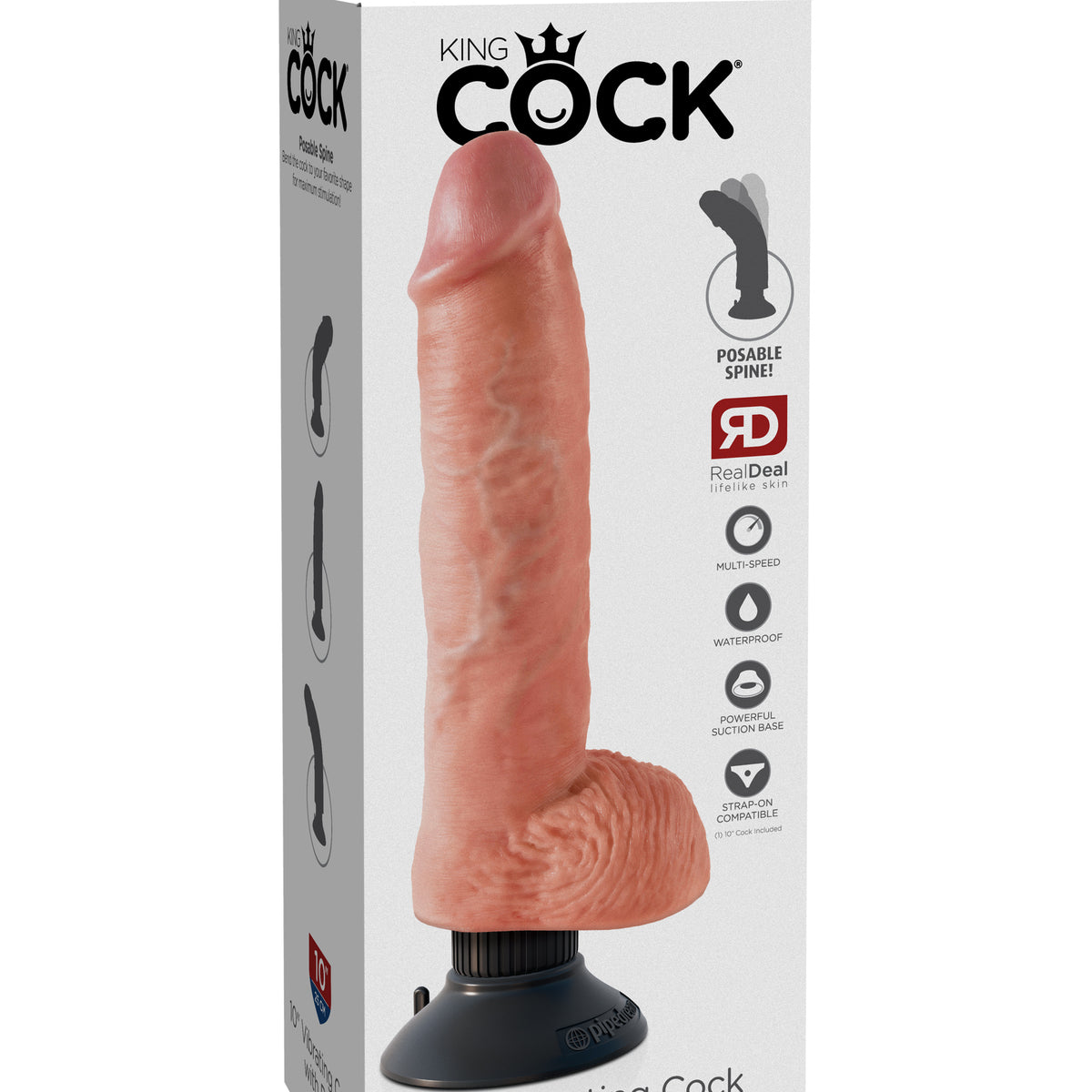 King Cock 10-Inch Vibrating Cock With Balls -  Flesh Pipedream