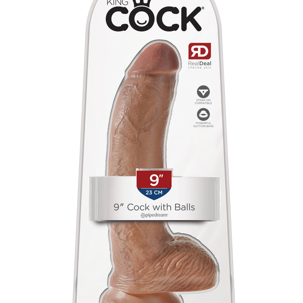 King Cock  9 Inch Cock With Balls - Tan Pipedream