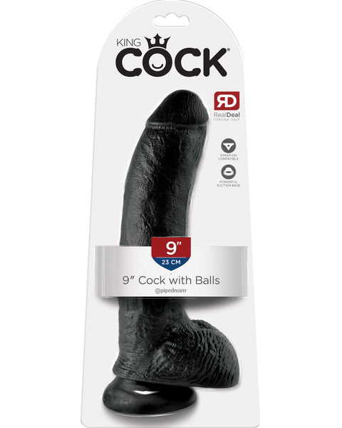 King Cock 9-Inch Cock With Balls - Black Pipedream