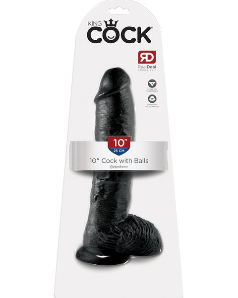 King Cock 10-Inch Cock With Balls - Black Pipedream