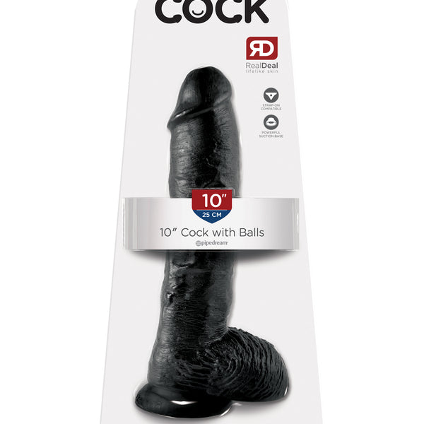 King Cock 10-Inch Cock With Balls - Black Pipedream