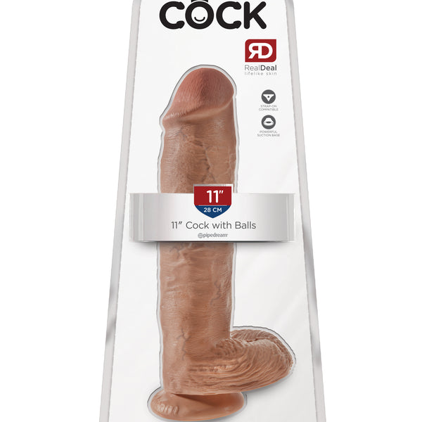 King Cock  11 Inch Cock With Balls - Tan Pipedream