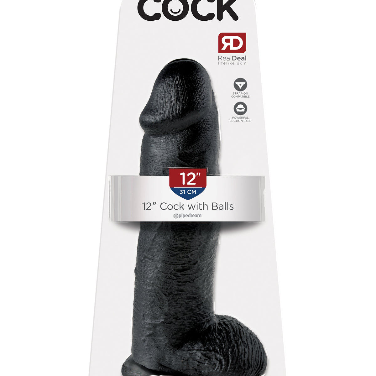 King Cock 12 Inch Cock With Balls - Black Pipedream