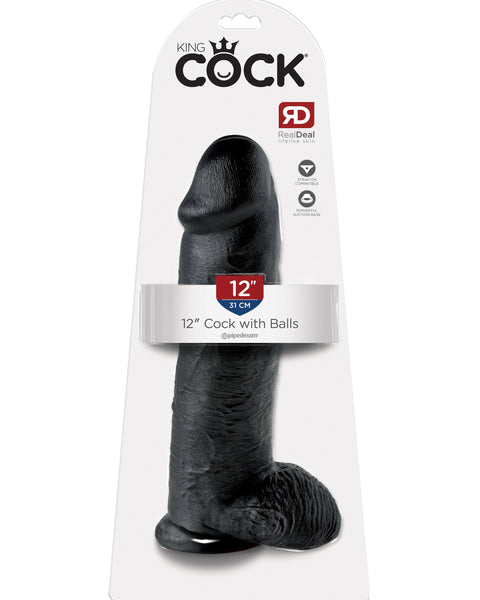 King Cock 12 Inch Cock With Balls - Black Pipedream