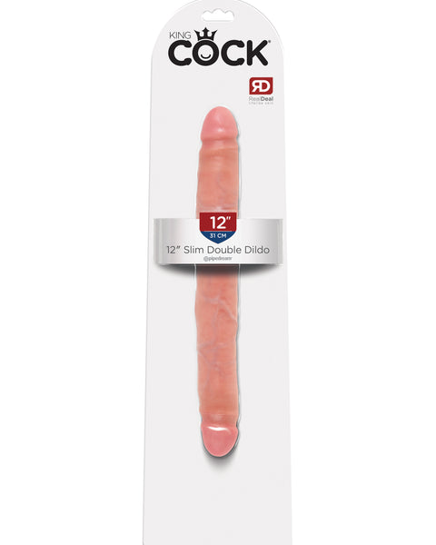 King Cock 12 Inch Slim Double Dildo - Flesh Pipedream