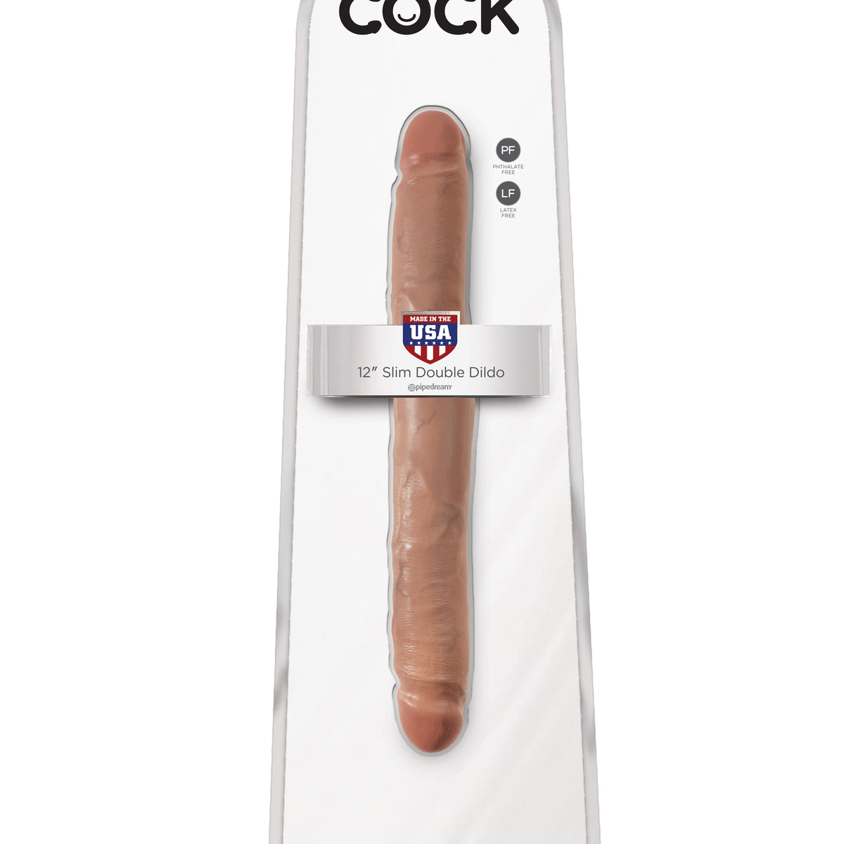 King Cock  12 Inch Slim Double Dildo - Tan Pipedream