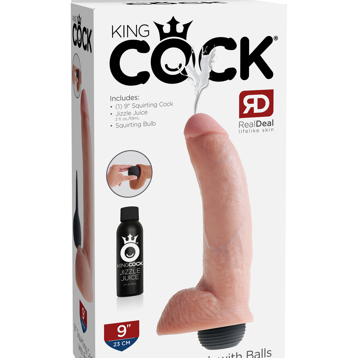 King Cock 9 Inch Squirting Cock With Balls - Flesh Pipedream