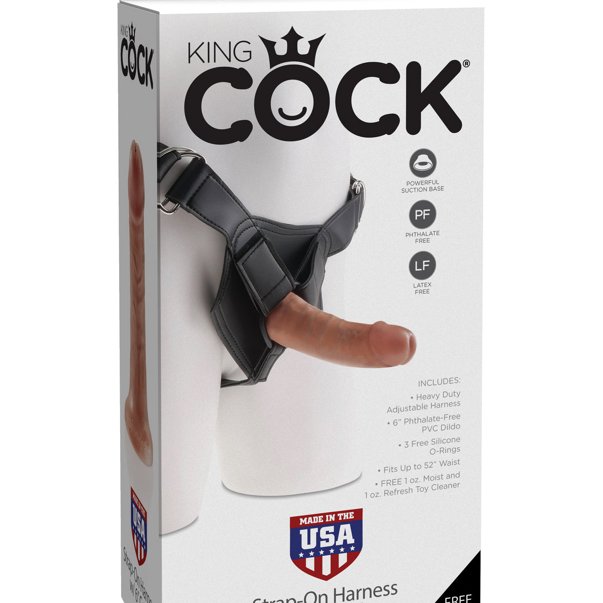 King Cock Strap on Harness With 6 Inch Cock - Tan Pipedream