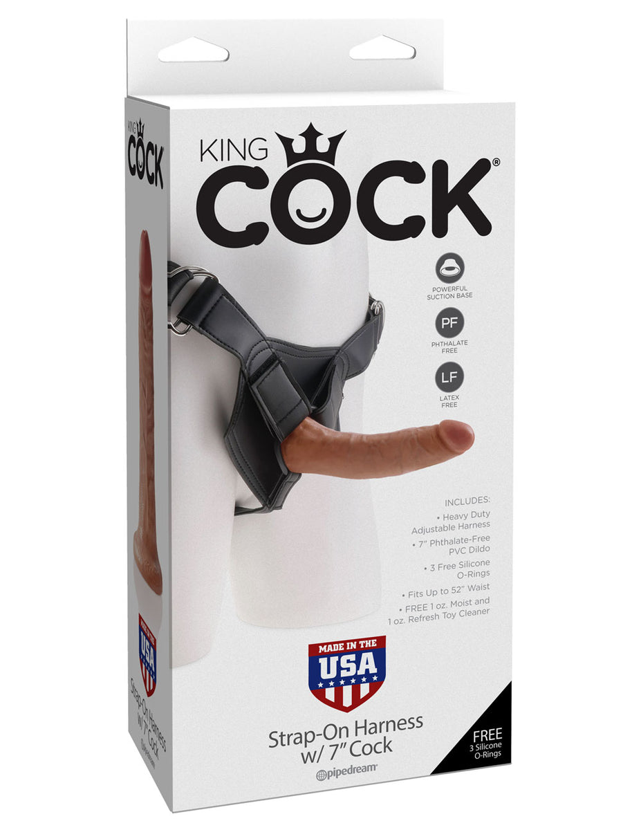 King Cock Strap-on Harness With 7 Inch Cock - Tan Pipedream