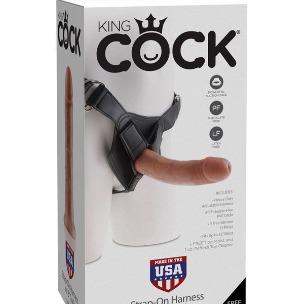 King Cock Strap-on Harness With 8 Inch Cock - Tan Pipedream