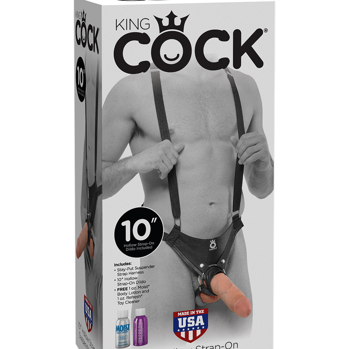 King Cock 10 Inch Hollow Strap-on Suspender  System - Flesh Pipedream