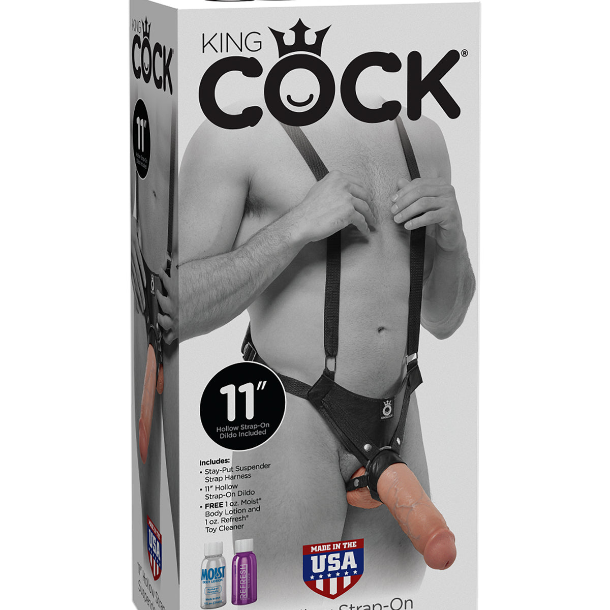 King Cock 11 Inch Hollow Strap on Suspender  System - Flesh Pipedream