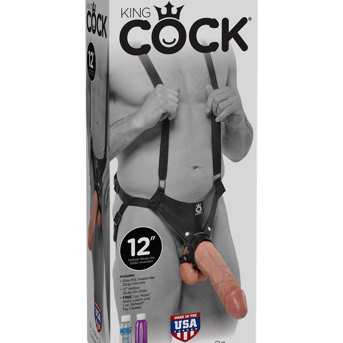 King Cock 12 Inch Hollow Strap-on Suspender  System - Flesh Pipedream