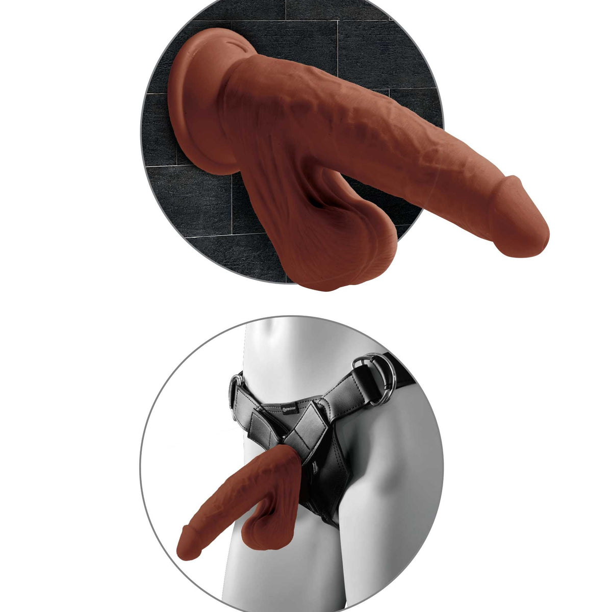 8 Inch Triple Density Cock With Swinging Balls -  Brown Pipedream