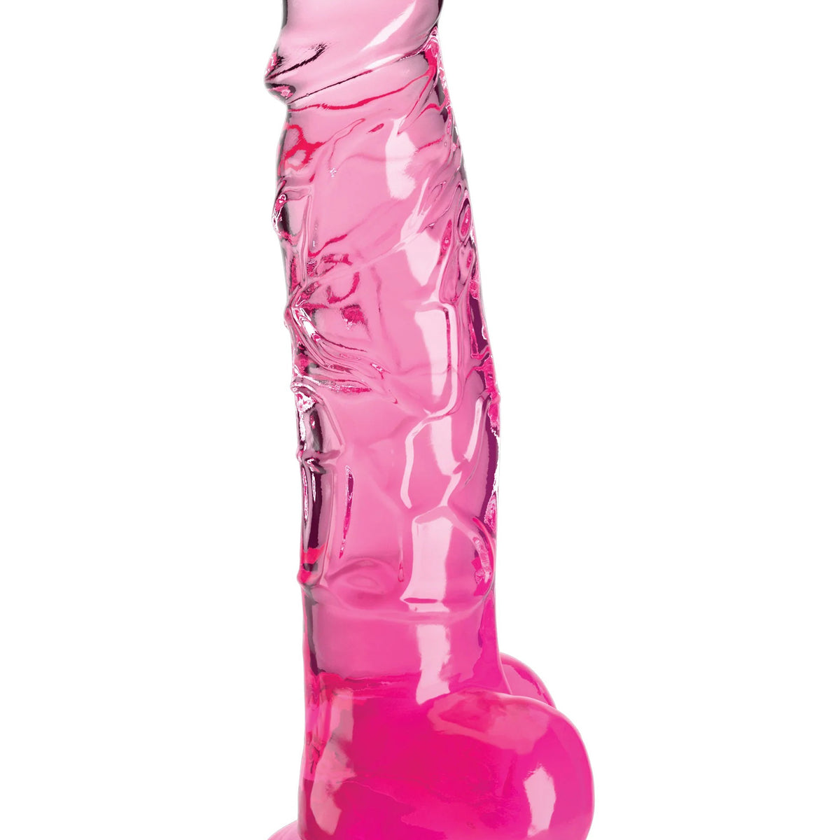 King Cock Clear 8 Inch With Balls - Pink Pipedream