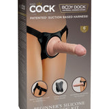 King Cock Elite Beginner's Silicone Body Dock Kit  - Harness and 6 Inch Dildo - Light Pipedream