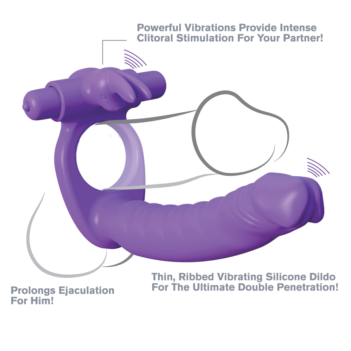 Fantasy C-Ringz Silicone Double Penetrator Rabbit - Purple Pipedream