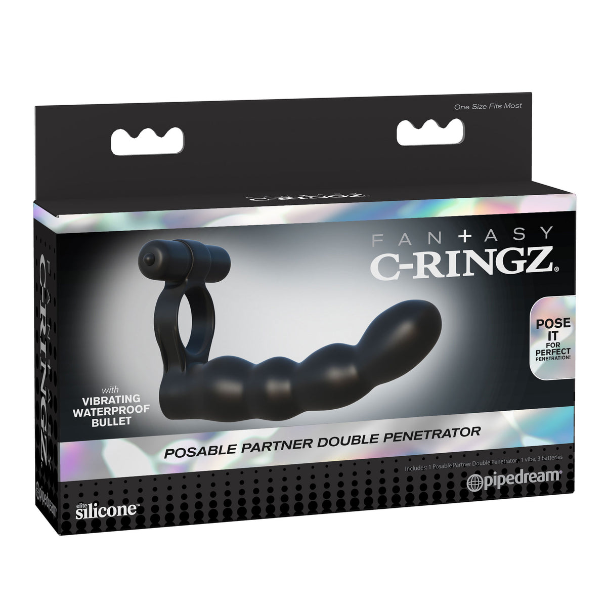 Fantasy C-Ringz Posable Partner Double Penetrator - Black Pipedream