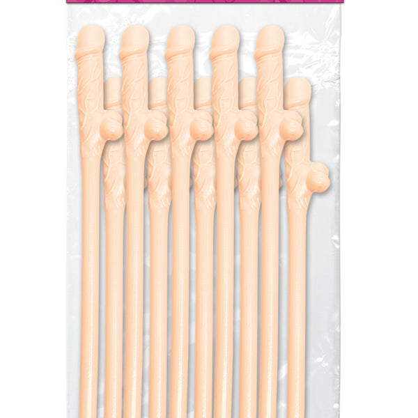 Bachelorette Party Favors - Dicky Sipping Straws - Light - 10 Piece Pipedream