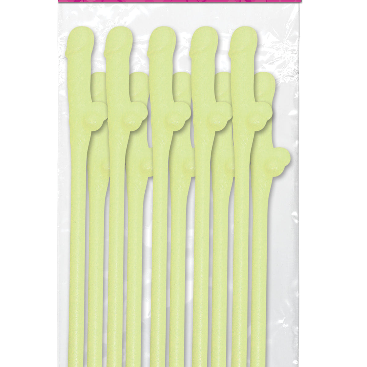 Bachelorette Party Favors - Dicky Sipping Straws - Glow-in-the-Dark - 10 Piece Pipedream