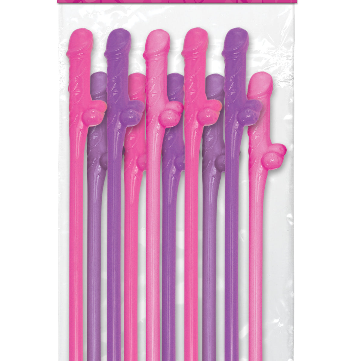 Bachelorette Party Favors 10 Dicky Sipping Straws - Pink & Purple Pipedream