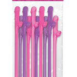 Bachelorette Party Favors 10 Dicky Sipping Straws - Pink & Purple Pipedream