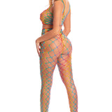 Roy G. Biv 2 Pc Bodystocking - One Size - Rainbow Pink Lipstick