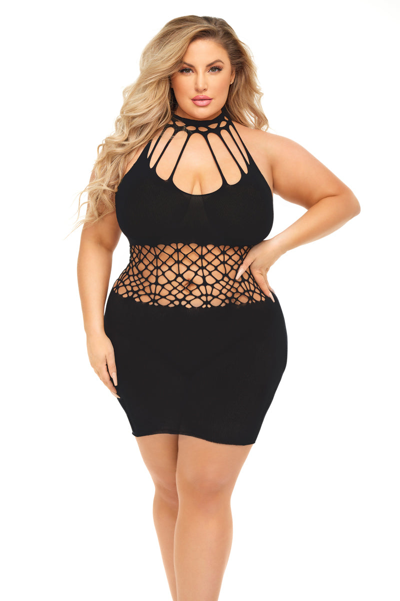 Rich B Phase Dress - Queen Size - Black Pink Lipstick