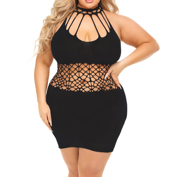 Rich B Phase Dress - Queen Size - Black Pink Lipstick