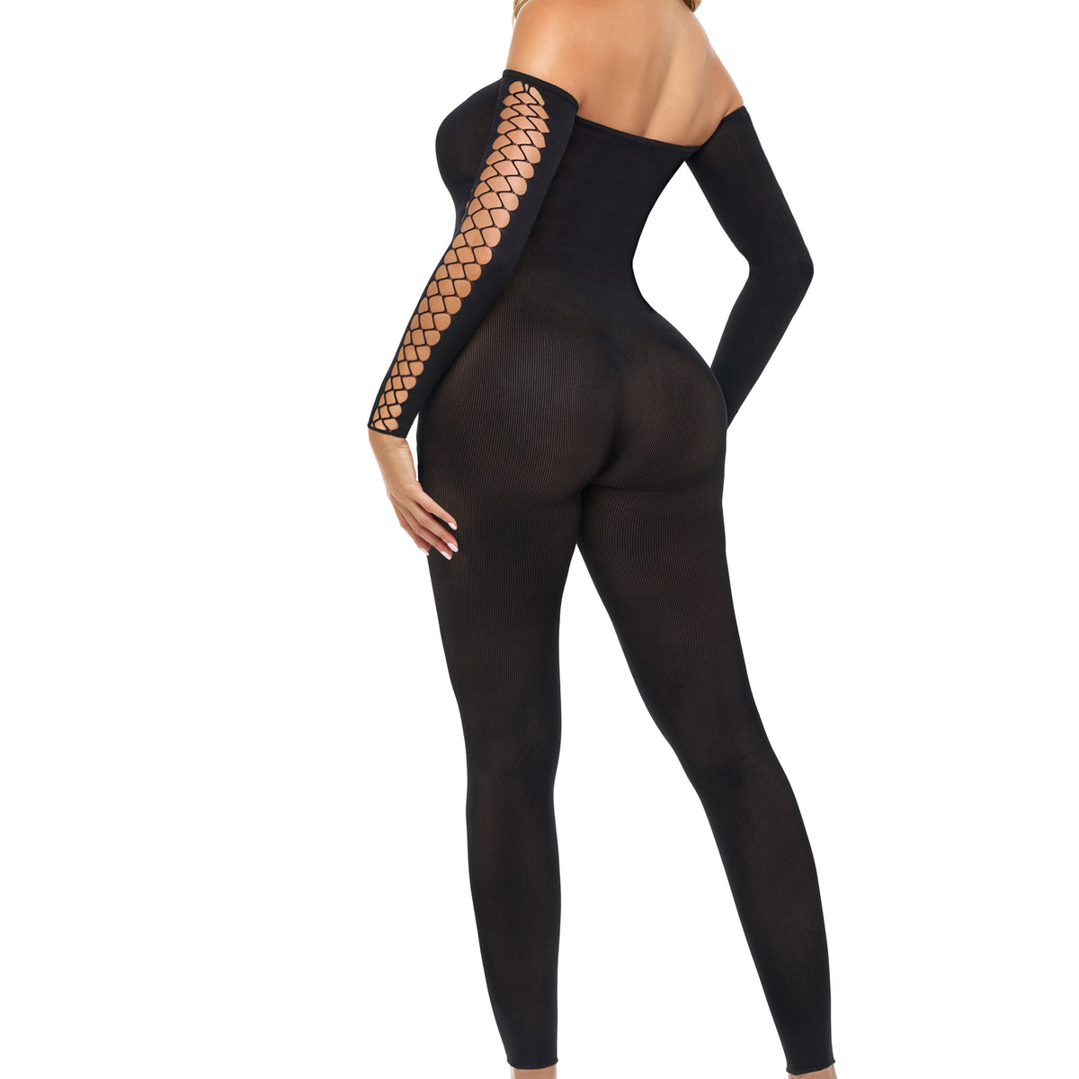 Boujee Gang Bodystocking - One Size - Black Pink Lipstick