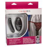 Remote Control Lace Thong Set - Burgundy CalExotics