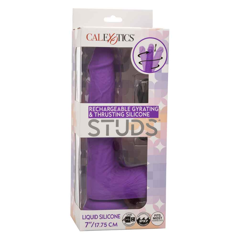 Rechargeable Gyrating and Thrusting Silicone Studs - Purple CalExotics