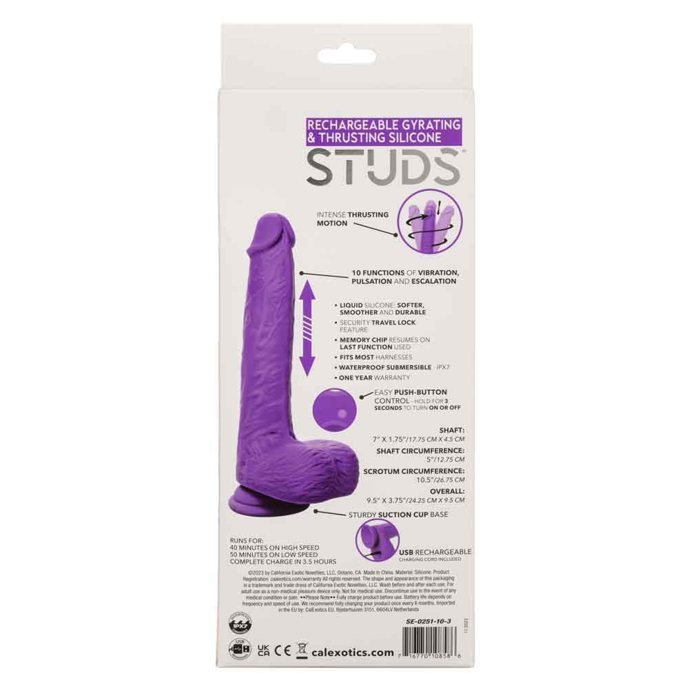 Rechargeable Gyrating and Thrusting Silicone Studs - Purple CalExotics