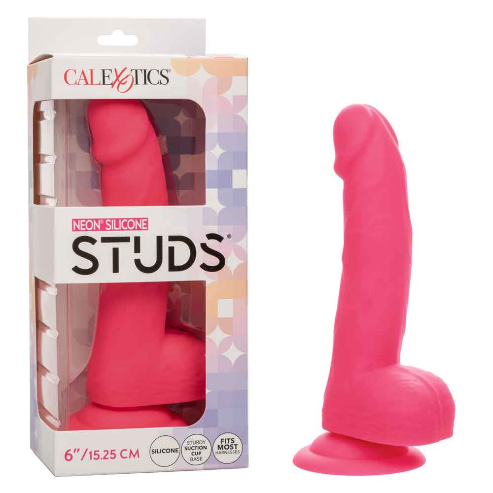 Neon Silicone Studs 6 Inch - Pink CalExotics