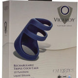 Viceroy Rechargeable Triple Cock Cage - Blue CalExotics