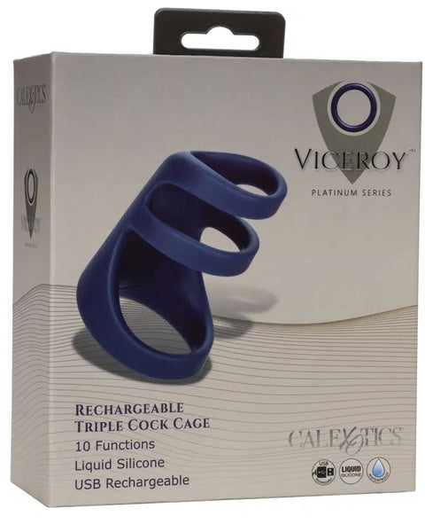 Viceroy Rechargeable Triple Cock Cage - Blue CalExotics