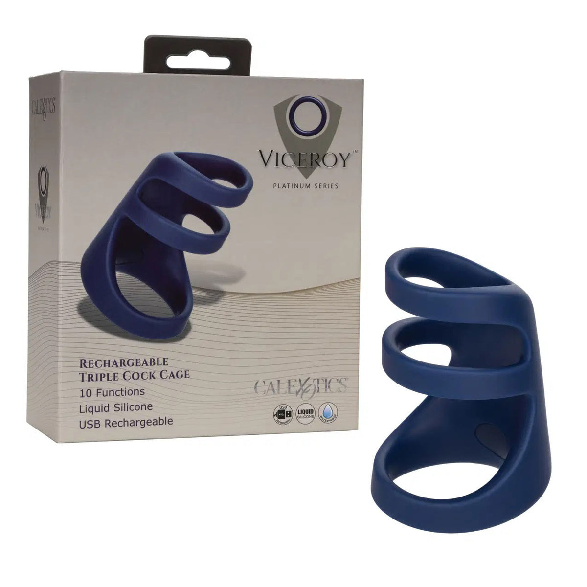 Viceroy Rechargeable Triple Cock Cage - Blue CalExotics