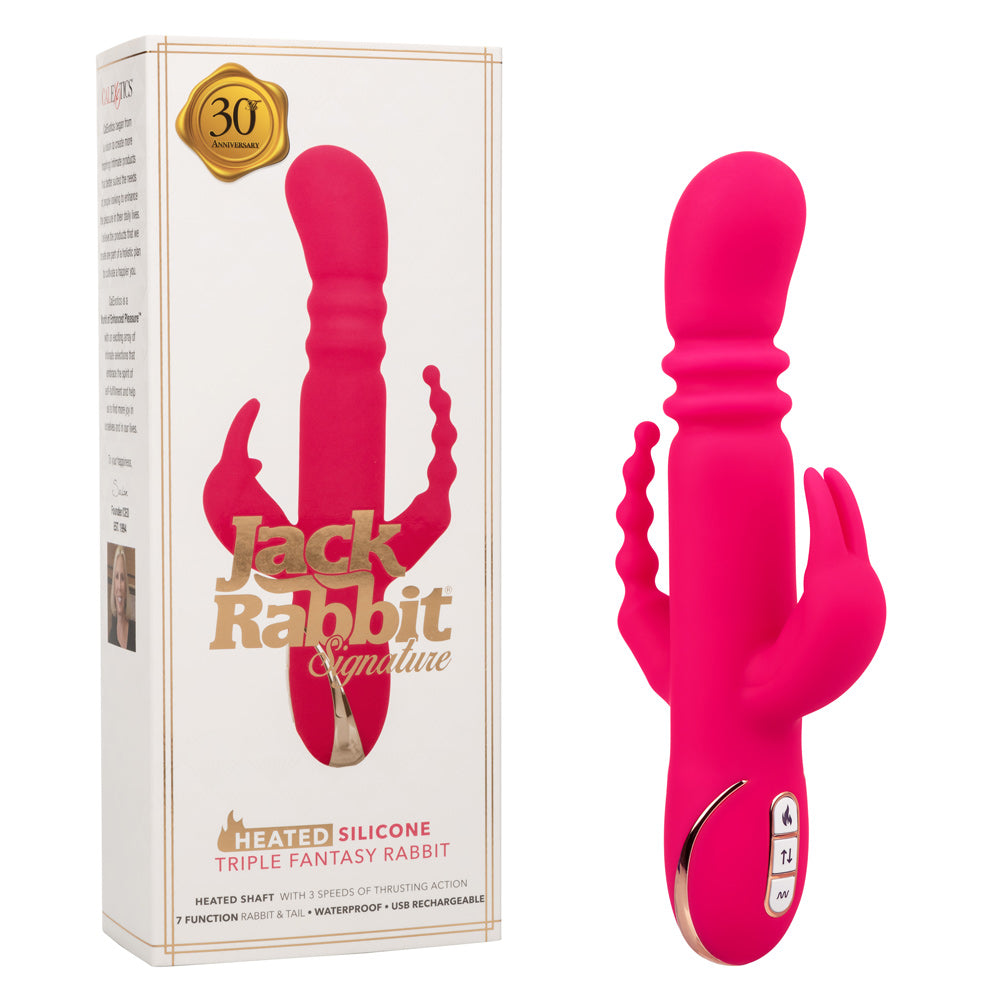 Jack Rabbit Signature Heated Silicone Triple  Fantasy Rabbit - Pink CalExotics