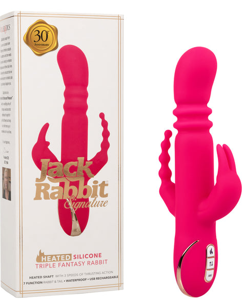 Jack Rabbit Signature Heated Silicone Triple  Fantasy Rabbit - Pink CalExotics