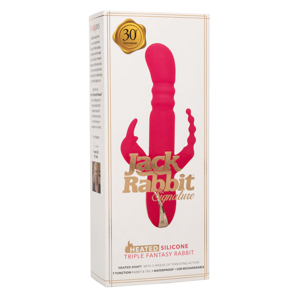 Jack Rabbit Signature Heated Silicone Triple  Fantasy Rabbit - Pink CalExotics