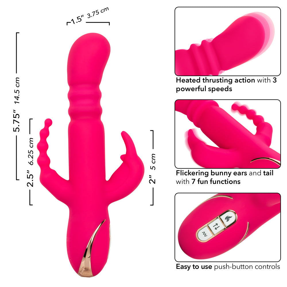 Jack Rabbit Signature Heated Silicone Triple  Fantasy Rabbit - Pink CalExotics