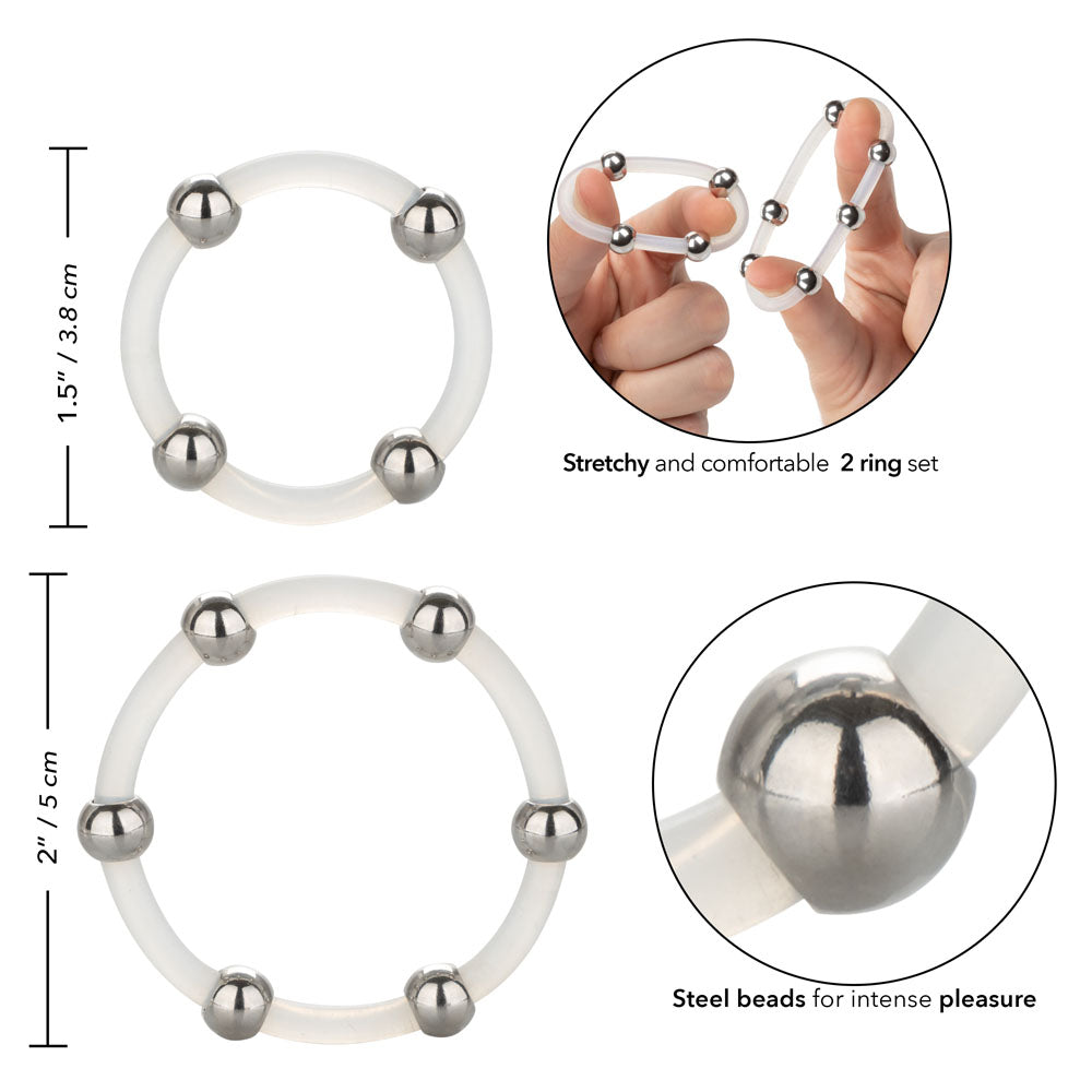 Steel Beaded Silicone Ring Set CalExotics