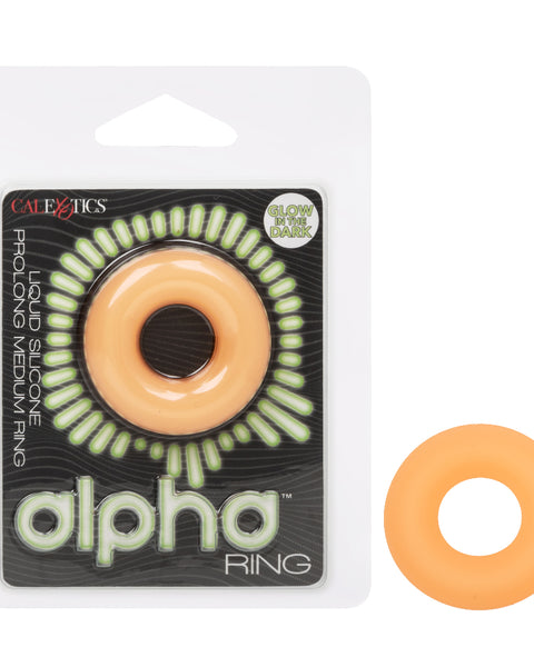 Alpha Glow-in-the-Dark Liquid Silicone Prolong   Medium Ring - Orange CalExotics