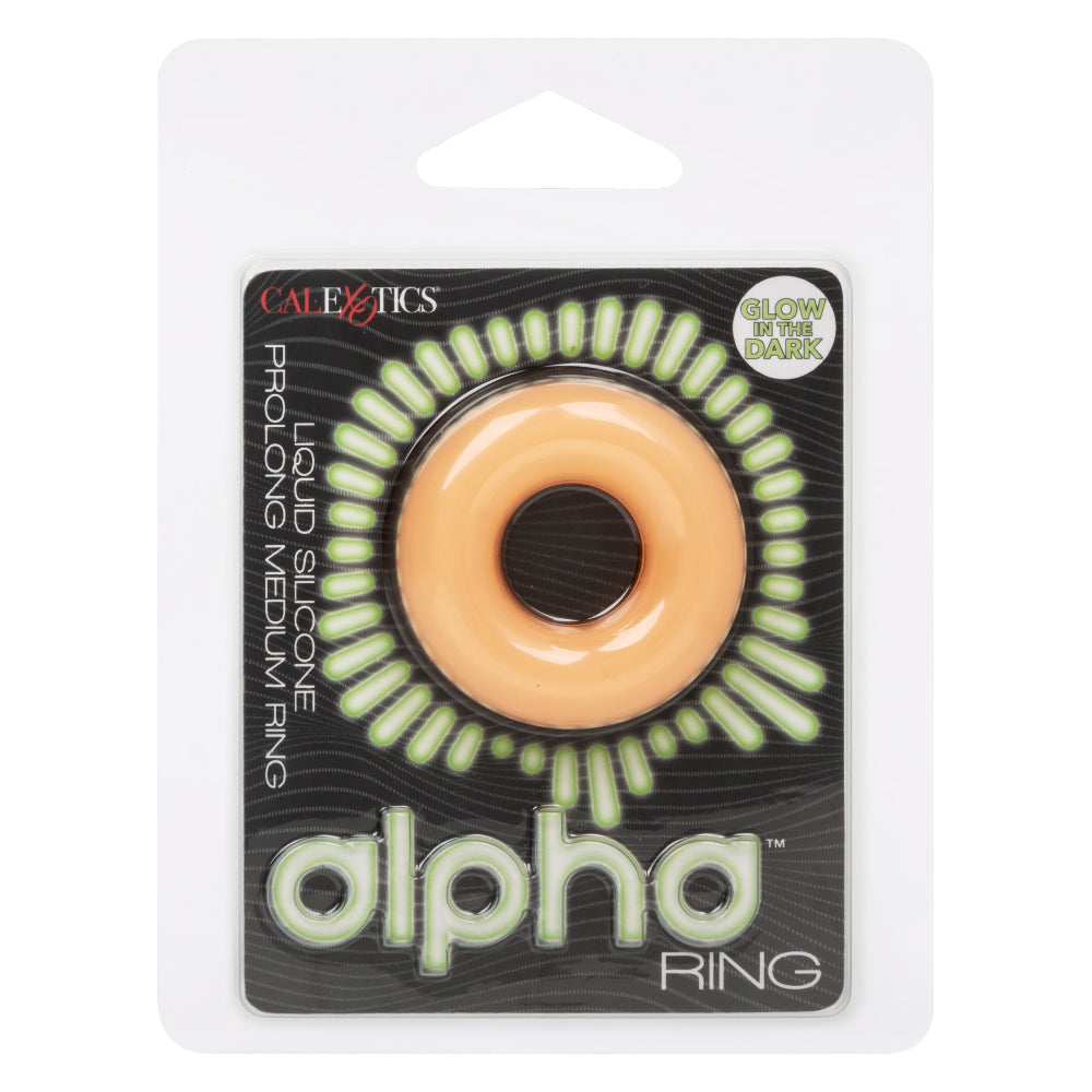 Alpha Glow-in-the-Dark Liquid Silicone Prolong   Medium Ring - Orange CalExotics