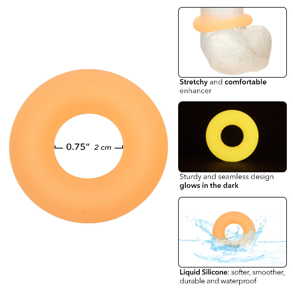 Alpha Glow-in-the-Dark Liquid Silicone Prolong   Medium Ring - Orange CalExotics