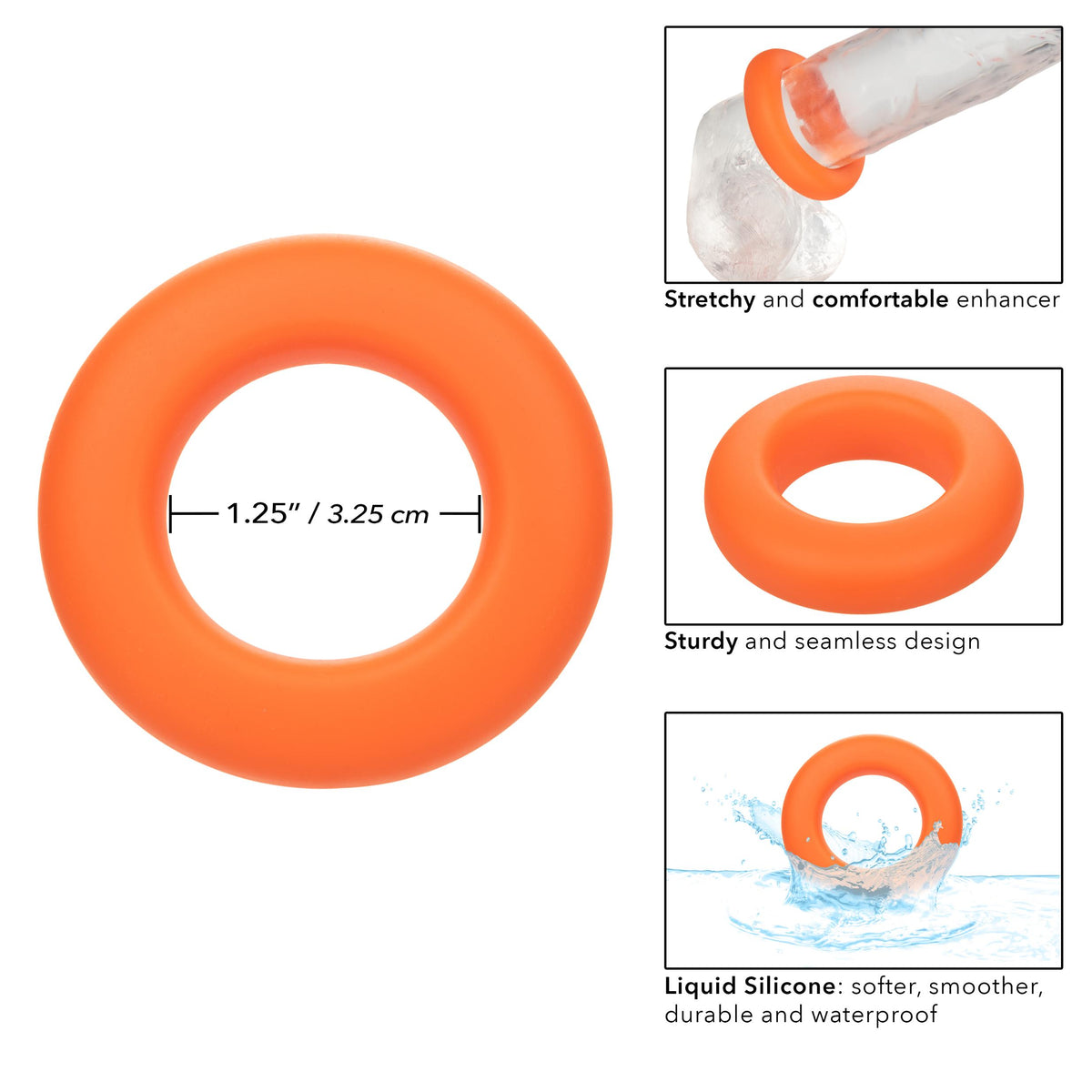 Alpha Liquid Silicone Prolong Large Ring - Orange CalExotics