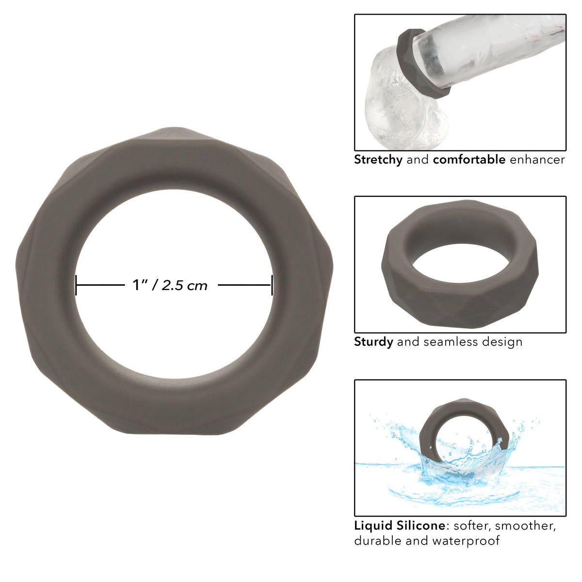 Alpha Liquid Silicone Prolong Prismatic Ring -  Gray CalExotics