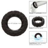 Alpha Liquid Silicone Prolong Tread Ring - Black CalExotics