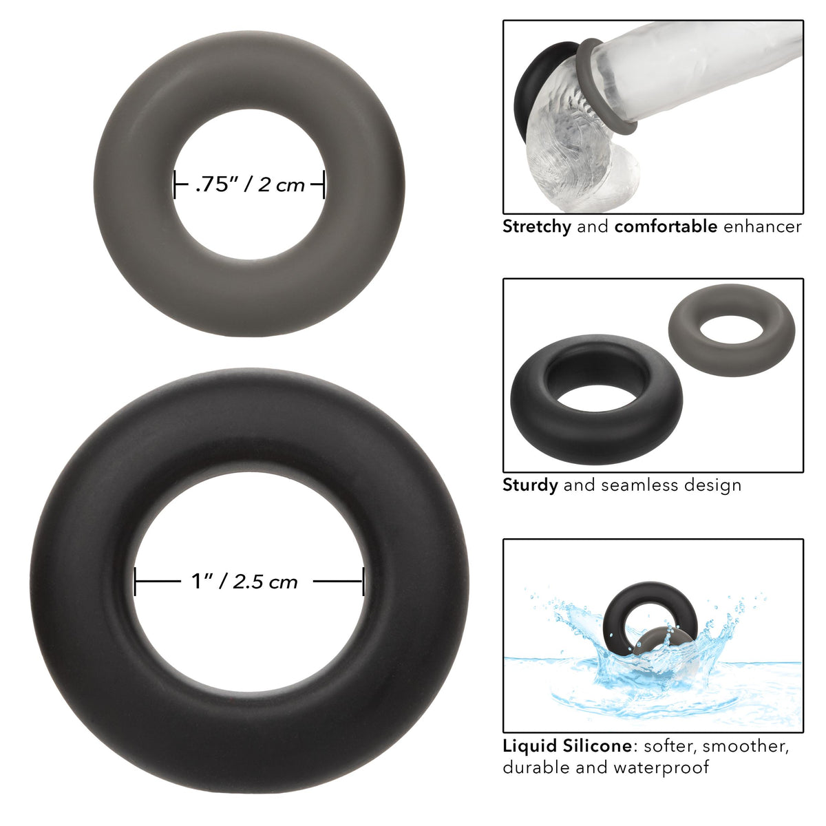 Alpha Liquid Silicone Prolong Set of 2 - Black/gray CalExotics