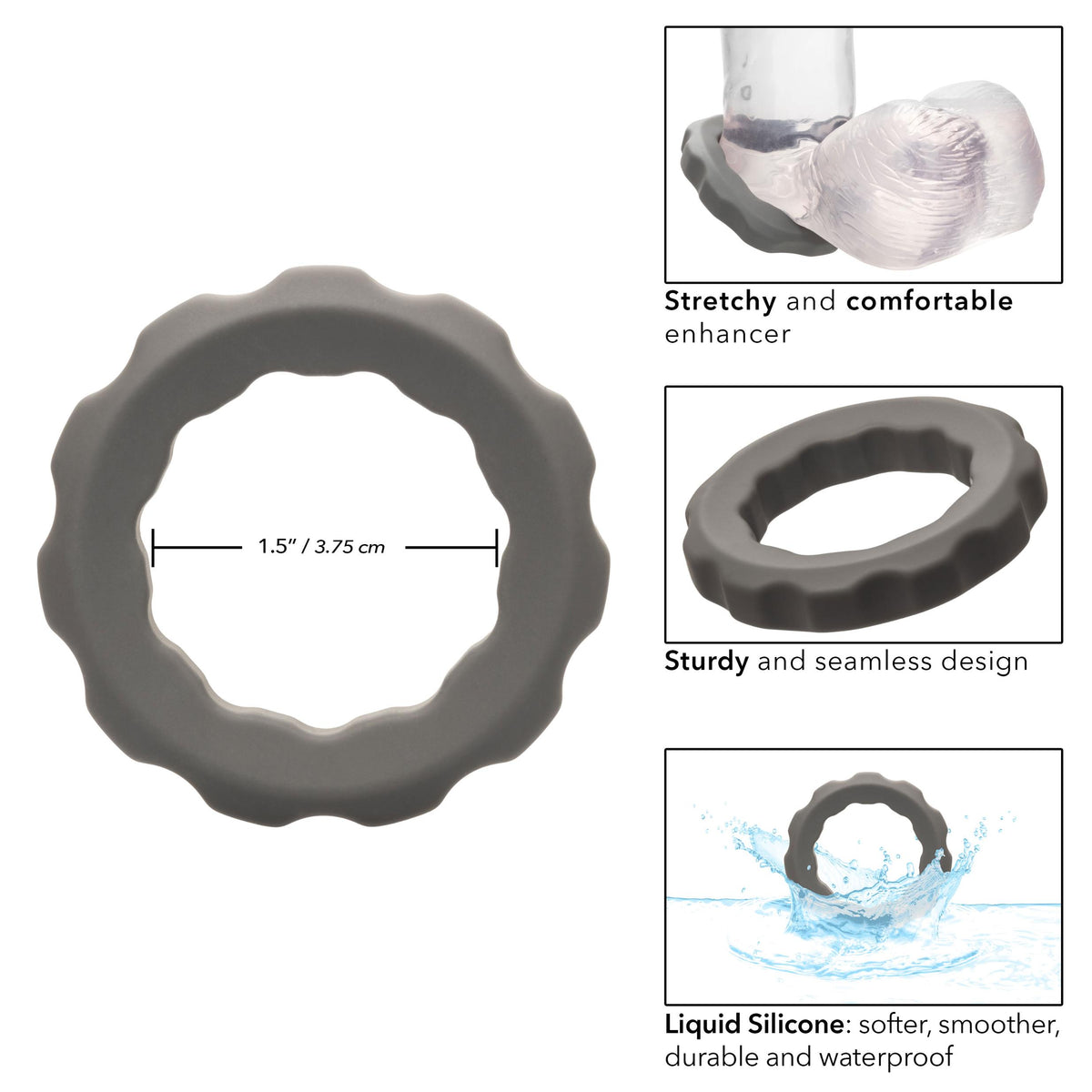 Alpha Liquid Silicone Erect Ring - Gray CalExotics